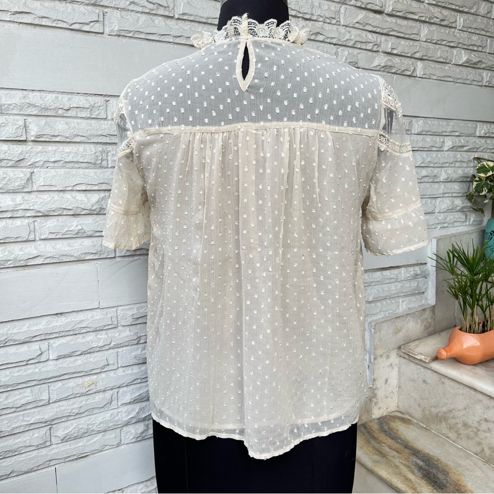Beautiful Beige Ruffle Neck Top - Picture 4 of 6